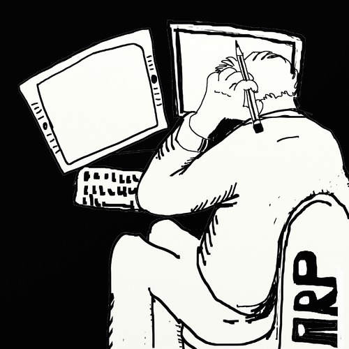 Cartoon: sitting (medium) by tonyp tagged arp,arptoons,tonyp,beaker,guy,sitting