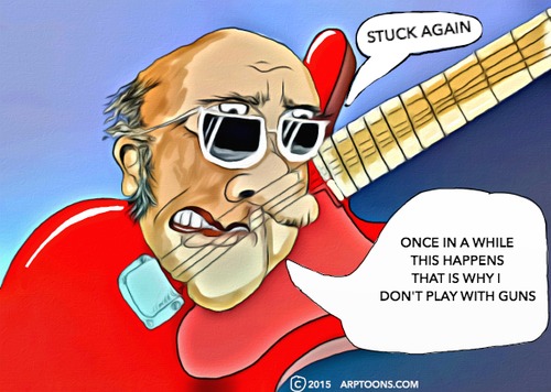 Cartoon: Stuck in my Guitar (medium) by tonyp tagged arp,guitar,stuck,music,face,arptoons