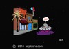 Cartoon: Getting PIZZA (small) by tonyp tagged arp pizza space ship buildings color