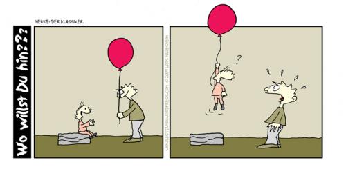 Cartoon: Der Klassiker (medium) by The Ripple Brook tagged baby,luftballon,fliegen,schenken,klassiker