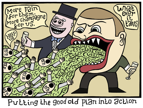 Cartoon: Cuts (medium) by baggelboy tagged economics,money,cuts