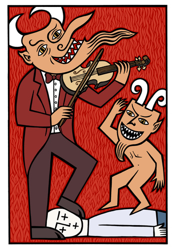 Cartoon: My jig was up (medium) by baggelboy tagged devil,demon,dance,violin,hell,death