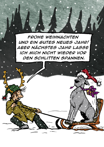 Cartoon: Dogtaris Weihnachtskarte (medium) by dogtari tagged bruno,dogtari,katze,hund,dogge,advent,weihnachten