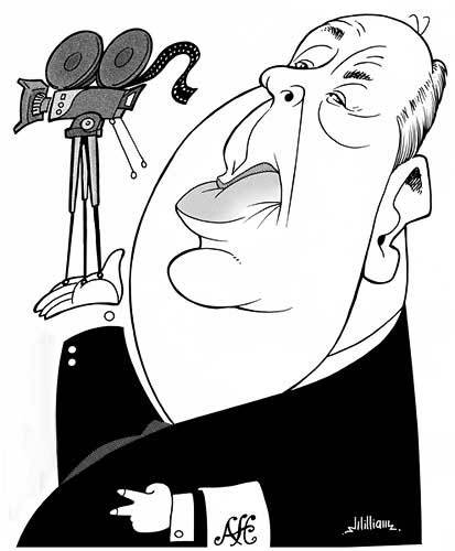 Cartoon: Alfred Hitchcock (medium) by William Medeiros tagged movie