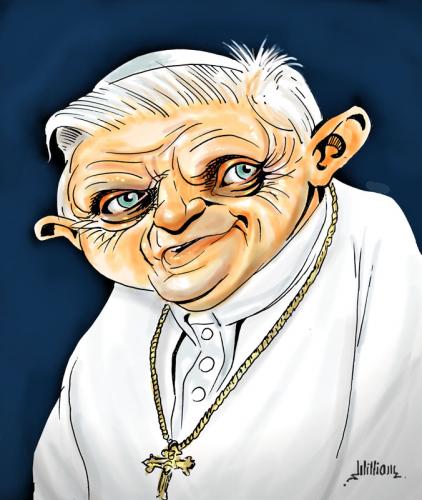 Cartoon: Bento XVI (medium) by William Medeiros tagged pope,religion