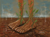 Cartoon: Nature seeking passage (small) by William Medeiros tagged nature,plant