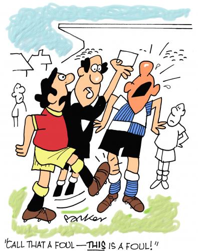 Cartoon: Foul play! (medium) by daveparker tagged footballers,ref,foul