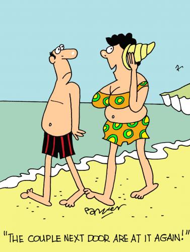 Cartoon: Fun at the seaside! (medium) by daveparker tagged seaside,shell,couple,arguing