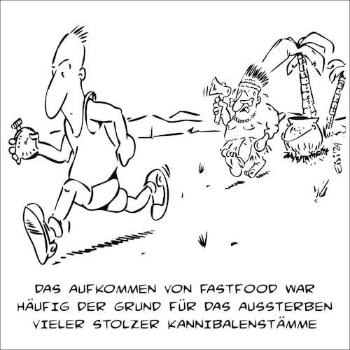 Cartoon: Fastfood (medium) by eisi tagged fastfood,nahrung,kannibalen,fettleibigkeit