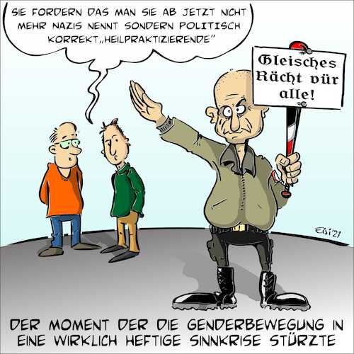 Cartoon: Gendergerechtigkeit (medium) by eisi tagged gendern,nazi
