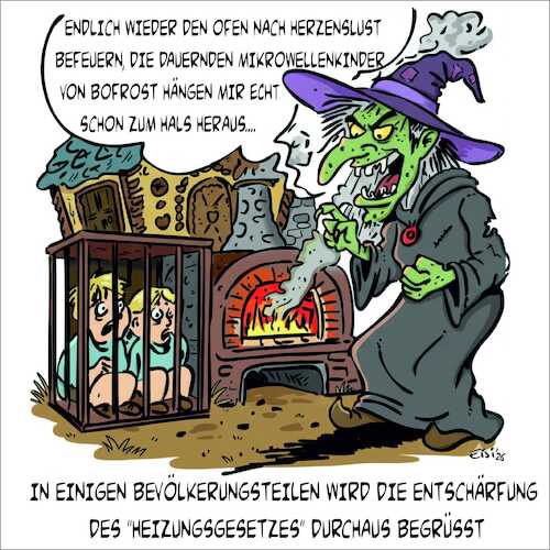 Cartoon: Heizungsgesetz (medium) by eisi tagged heizungsgesetz,hexe,backofen,hänsel,gretel