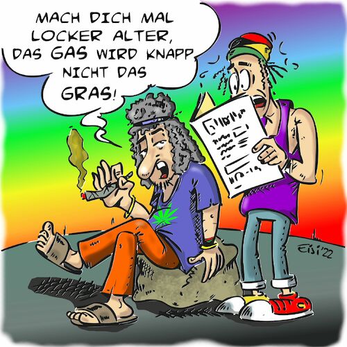 Cartoon: Kifferschreck (medium) by eisi tagged gas,kiffen,gras,knappheit