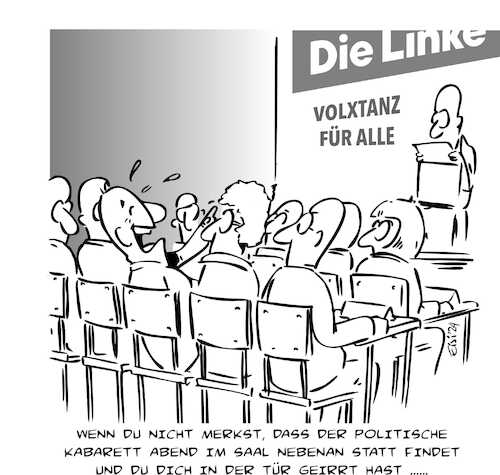 Cartoon: Politisches Kabarett (medium) by eisi tagged politisches,kabarett,die,linke