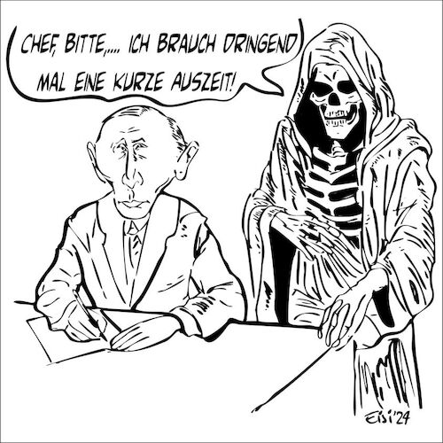 Cartoon: Putin und der Tod (medium) by eisi tagged putin,nawalny,tod,mord