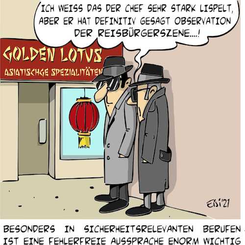 Cartoon: Reisbürgerszene (medium) by eisi tagged reichsbürger,geheimdienst