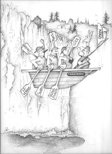 Cartoon: Weiterrudern Leute! Weiterrudern (medium) by Jot tagged finanzkrise,investmentbanken,anlage,geldmarkt,weiterrudern