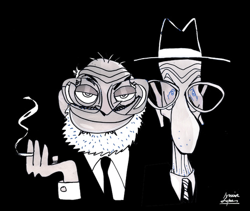 Cartoon: Allen Ginsberg and Burroughs (medium) by juniorlopes tagged allen,ginsberg,and,burroughs,allen,ginsberg,and,burroughs