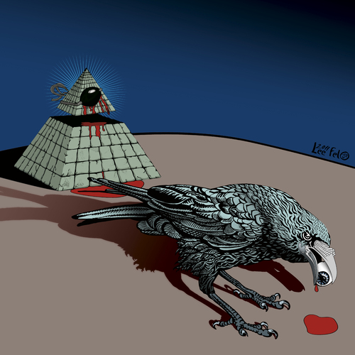 Cartoon: The tasty truth (medium) by LeeFelo tagged blood,feathers,knowledge,mystic,raven,pyramid,eye,seeing,all,truth