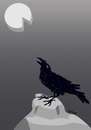Cartoon: Howling raven (small) by LeeFelo tagged raven,cheese,howling,full,moon,black,hungry,rock,stone,feather