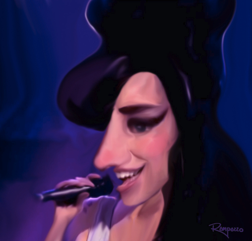 Cartoon: Amy Winehouse (medium) by Marcelo Rampazzo tagged amy,winehouse,singer,artist,diva,music,blues,jazz,song