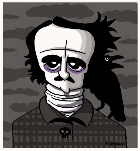 Cartoon: Edgar Allan Poe (medium) by Marcelo Rampazzo tagged edgar,allan,poe,writter,suspense