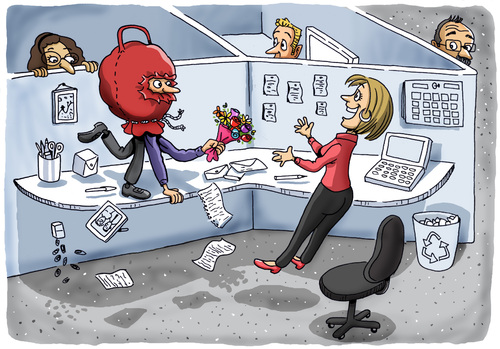 Cartoon: Love Surprises (medium) by Marcelo Rampazzo tagged love,surprises,office,büro,überraschung,liebe,valentinstag