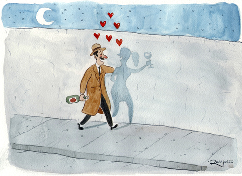 Cartoon: Love wine (medium) by Marcelo Rampazzo tagged wine,love,drunk,night,wine,love,drunk,night
