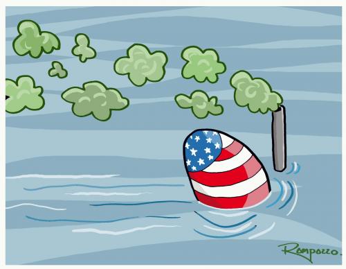 Cartoon: Smoke in a water (medium) by Marcelo Rampazzo tagged phelps,usa,amerika,uboot,wasser,rauch,umwelt,umweltverschmutzung,globale erwärmung,umweltschutz,globale,erwärmung