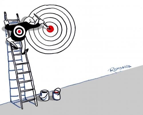 Cartoon: Target mobile (medium) by Marcelo Rampazzo tagged target,mobile,,ziel,zielscheibe,leiter,anmalen,farbe,rot