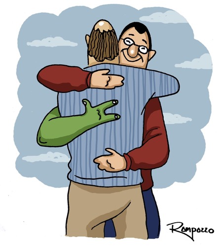 Cartoon: The hug (medium) by Marcelo Rampazzo tagged the,hug