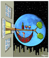 Cartoon: Blue Moon (small) by Marcelo Rampazzo tagged blue moon wine sex love