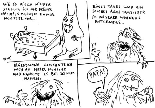 Cartoon: als Kind (medium) by Florian France tagged monster,kinderzimmer,papa,usw