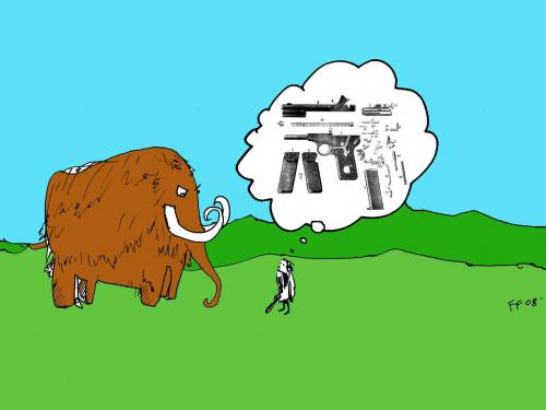 Cartoon: mamout (medium) by Florian France tagged mammut,mamout,mamutski,pistole,urzeit,waffen