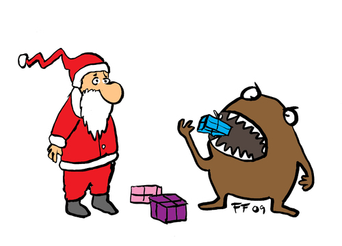 Cartoon: Xmas (medium) by Florian France tagged weihnachten,xmas,nikolaus,monster,geschenke