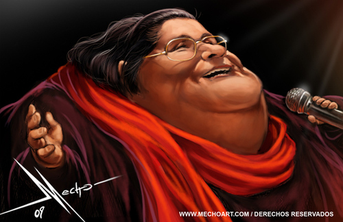 Cartoon: Mercedes Sosa (medium) by Mecho tagged caricature,caricatures,singer