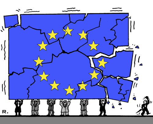Cartoon: EU-xit? (medium) by RachelGold tagged eu,gb,uk,separation,independence,collapse