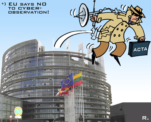 Cartoon: EU ACTA Ex (medium) by RachelGold tagged eu,parliament,acta