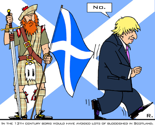 Cartoon: Scottish Independence (medium) by RachelGold tagged uk,scotland,independence,referendum,boris,johnson,no