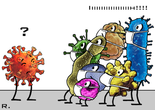 Cartoon: Virale Xenophobie (medium) by RachelGold tagged covid,19,corona,virus,pandemie