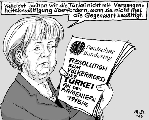 Cartoon: Armenien Resolution (medium) by MarkusSzy tagged deutschland,türkei,bundestag,resolution,merkel,völkermord,armenier
