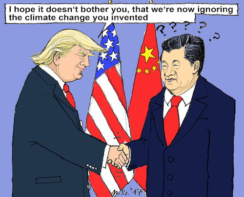 Cartoon: Diplomacy (medium) by MarkusSzy tagged usa,china,trump,xi,diplomacy,climatechange