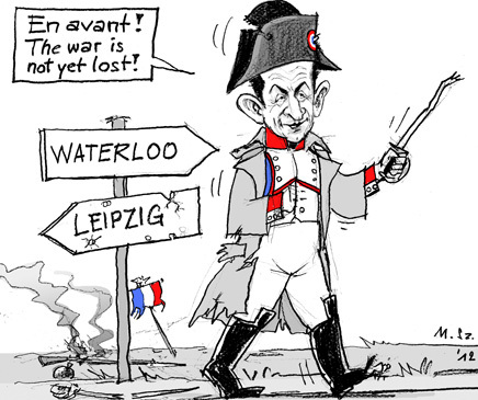Cartoon: From Leipzig to Waterloo (medium) by MarkusSzy tagged france,sarkozy,elections,final,ballot
