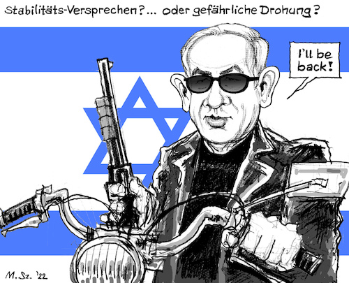 Cartoon: Israel (medium) by MarkusSzy tagged israel,wahlen,netanyahu,comeback,terminator,will,be,back