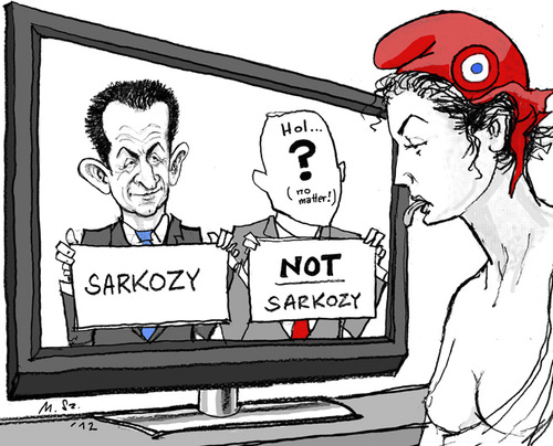 Cartoon: Mariannes Decision (medium) by MarkusSzy tagged france,presidency,election,sarkozy