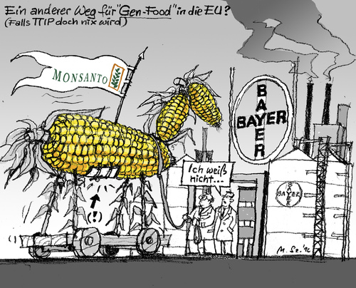 Cartoon: Trojaner (medium) by MarkusSzy tagged gentechnik,genfood,monsanto,bayer,usa,deutschland,eu,ttip