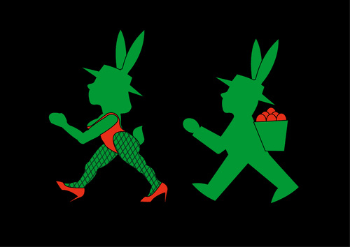 Cartoon: Osterhase und Bunny (medium) by Thomas Bühler tagged bunny,osterhase,ostern,ampelmännchen