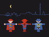 Cartoon: leuchtende Superhelden (small) by Thomas Bühler tagged ampelmanns ampelmännchen helden superhelden batman spiderman superman