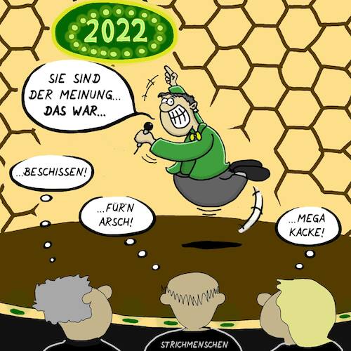 Cartoon: Jahresrückblick 2022 (medium) by Thorsten Klomfass tagged jahresrückblick,silvester,tv,hans,rosenthal,kerner,jahresrückblick,silvester,tv,hans,rosenthal,kerner