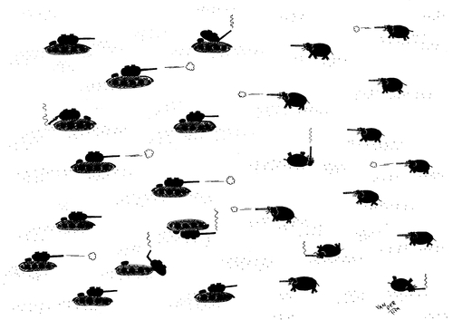 Cartoon: Battle (medium) by van der Tipa tagged elephant,tank,war