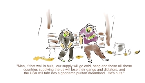 Cartoon: Dreamland (medium) by cgill tagged drugs,wall,trump,gangs